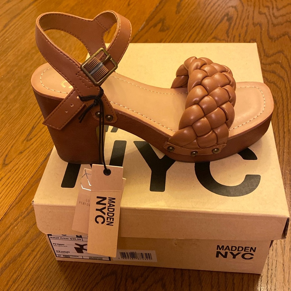 Madden NYC Cognac colored sandals.  Size 6.  New with tags and box.  Never worn.